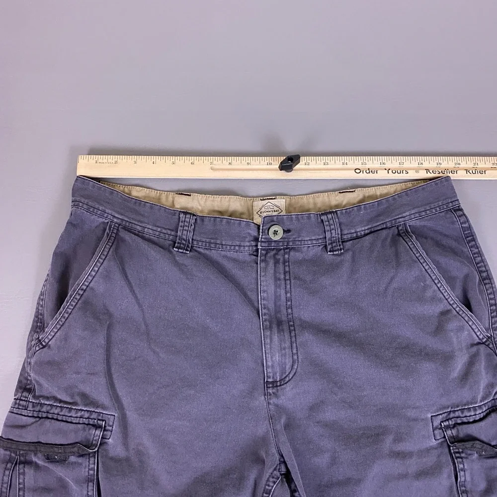 St. Johns Bay Cargo Shorts Men's Size 40 Gray Cotton Twill Outdoor Utility